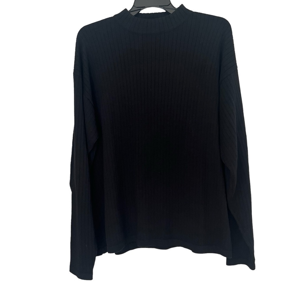 Trader Bay Men’s Size XL Merino Wool Blend Black Ribbed Lightweight Sweater
